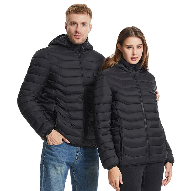 TENGOO HZ-23 23 Zones Heated Jacket - Four-control, USB & DC Port, Smart Thermal Warm Jacket Uniex Heated Hooded Coat Outdoor Sportswear