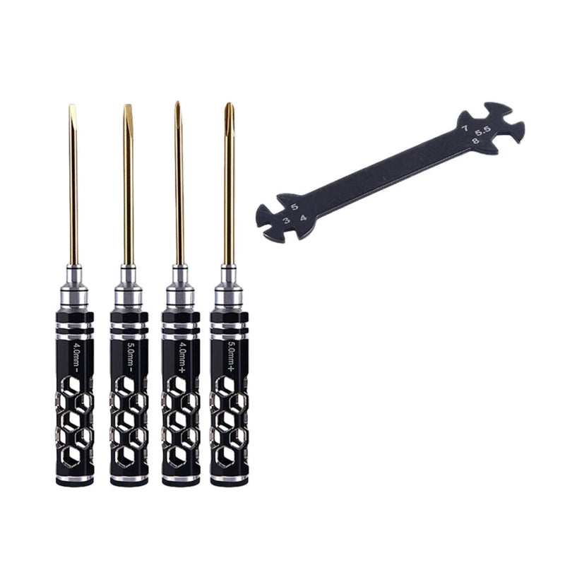 4pcs Yunzhong Screwdriver Set 4.0mm 5.0mm Phillips Screwdriver Slotted Screwdriver for RC Airplane Drone Aircraft Models Maintenance Tool