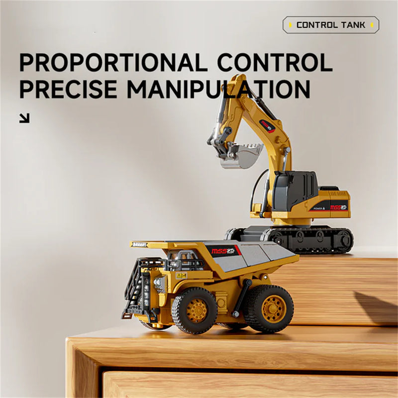 BRRRRT RTR 1/64 2.4G Mini RC Car Alloy Forklift Excavator Dump Truck Support App Remote Controlled LED Light Sound Engineering Vehicle Desktop Toys Model Collection Gift For Boys