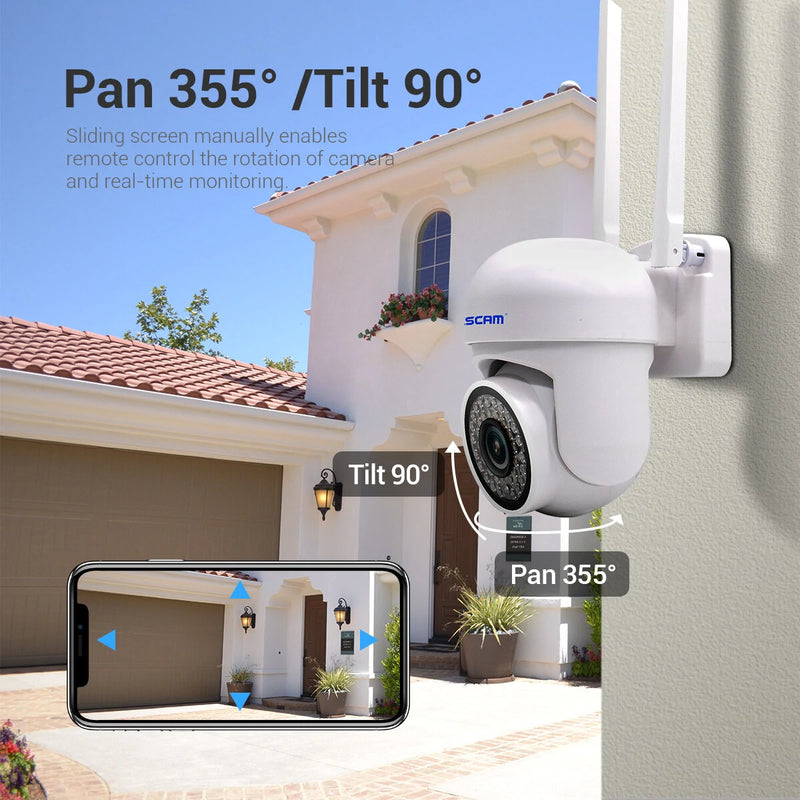 ESCAM PVR007 3MP 1296P Full Color Wireless PTZ IP Dome Camera H.265 IP66 AI Humanoid Detection Home Security CCTV Baby Monitor