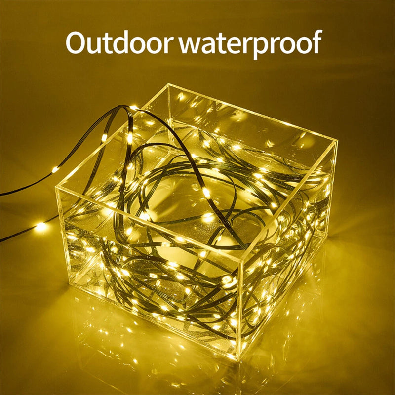 IPRee 32M LED Solar String Lights Fairy Green Wire Outdoor Christmas Light Tree Garland Waterproof  for New Year,Garden,Street Home Party Wedding Decorion Light