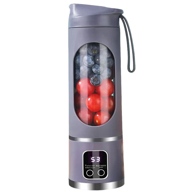 450ml Portable Juicer Cup 12 Blade Head USB Charging Mini Blender Electric Juicer 3 Gears Double Cover Fruit Mixer