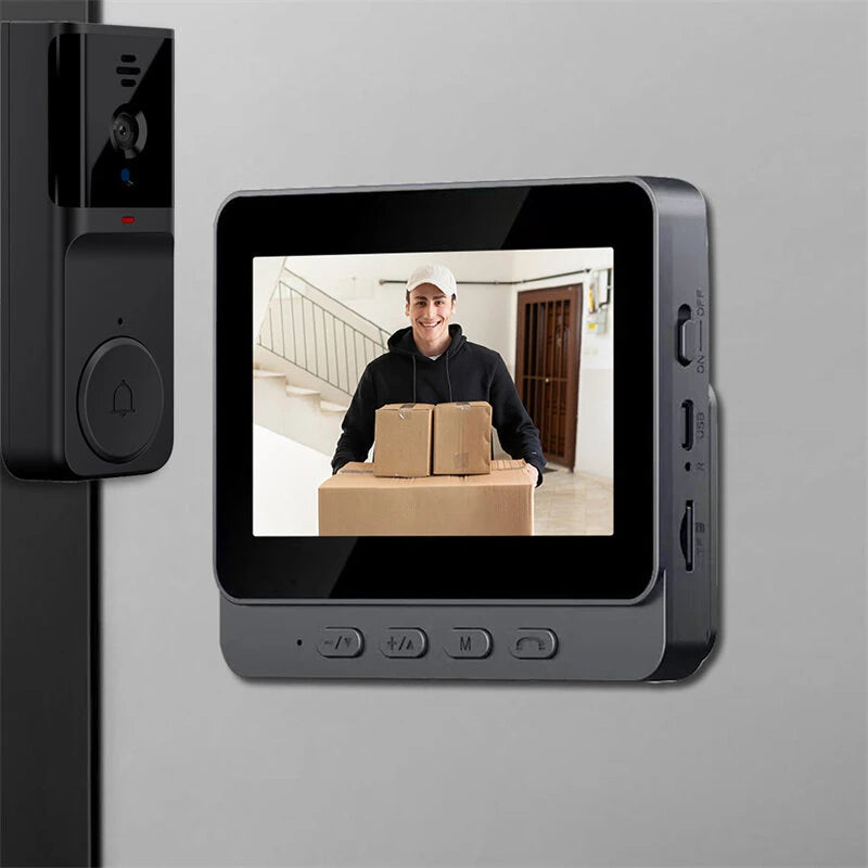 M16S Smart Visual Doorbell with 4.3-inch Display Screen Infared Night Vision Two-way Intercom Cat Eyes Video Door Bell Free-Hole Design