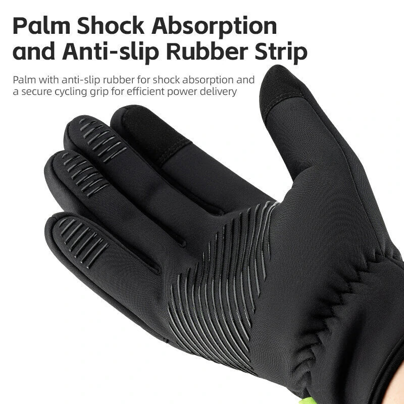 ROCKBROS Warm Bike Gloves Touch Screen Windproof Anti-slip Thermal Bicycle Gloves for Winter Outdoor Motorcycle Scooter Ski