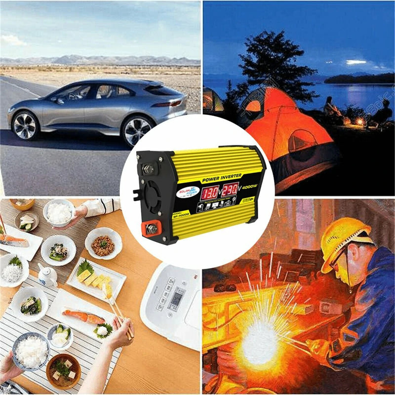 18W 12V Solar Panel Solar Power System Portable 4000W Power Inverter With 2 USB Ports 30A Solar Charge Controller LED Screen Display