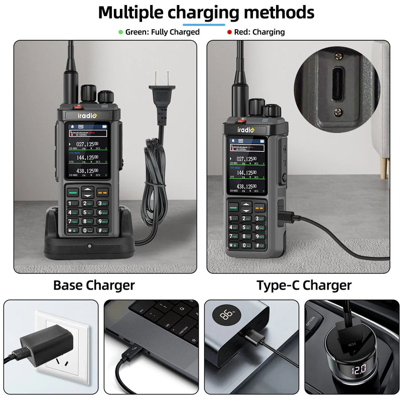 Iradio UV-98 PLUS GPS Version 10W Walkie Talkie APRS Multi Band Radio 2.4 Inch Screen Cross Band Repeater 1024 Channels Type-C Charging CB SSB HF FM SW MW LW Walkie Talkie
