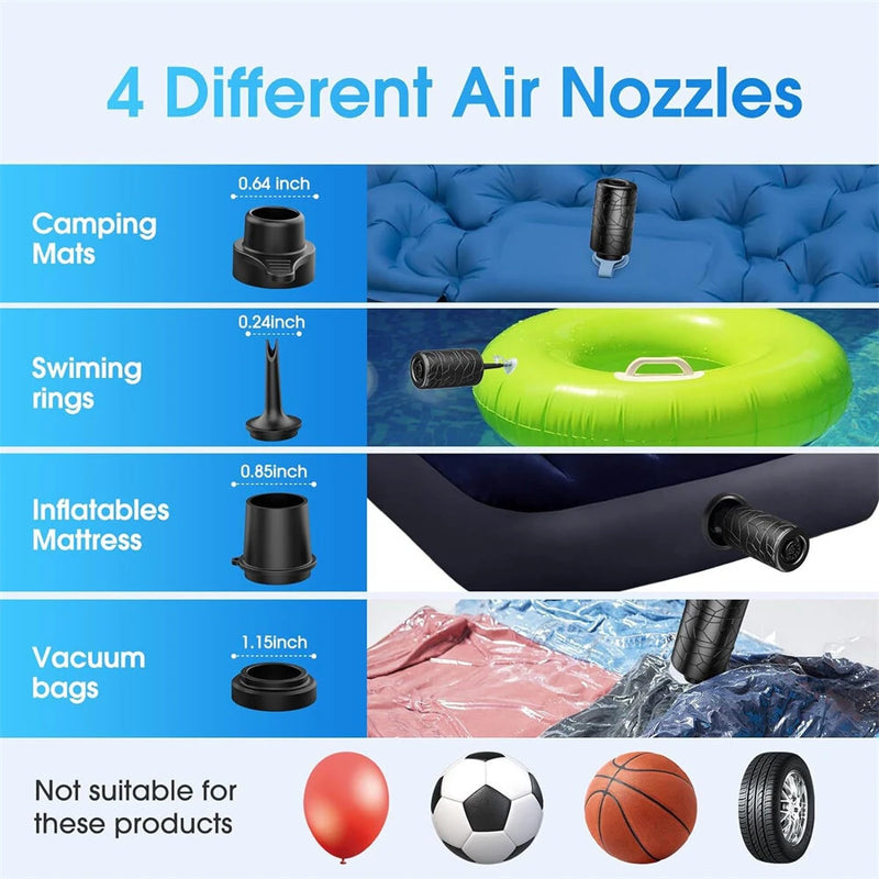 Mini Electric Air Pump For Inflatables Portable Air Mattress Pump Rechargeable Air Pump For Pool Floats Sleeping Pads