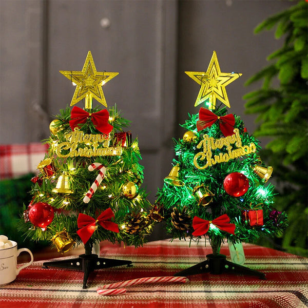 30cm Mini Christmas Tree Decoration with Lights Christmas Tree Set With Lights Christmas Decoration Desktop Mini Ornaments for Home Desk