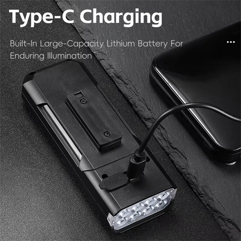 WEST BIKING 400Lm Digital Power Display Bike Headlight Waterproof Type-C Charging Flashlight 8 LED Beads High Brightness Bicycle Front Light for Road Night Riding