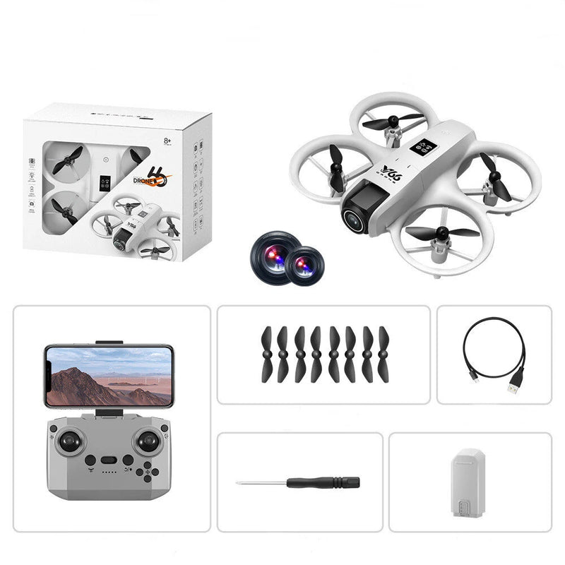 YCRC V66 WiFi FPV with Dual Camera 180 Electrically Adjustable Optical Flow Hover Automatic Obstacle Avoidance LED Light Circle Protection Kids Gifts 2.4G 4CH 6-Axis Remote Control RC Toys Drone Quadcopter RTF