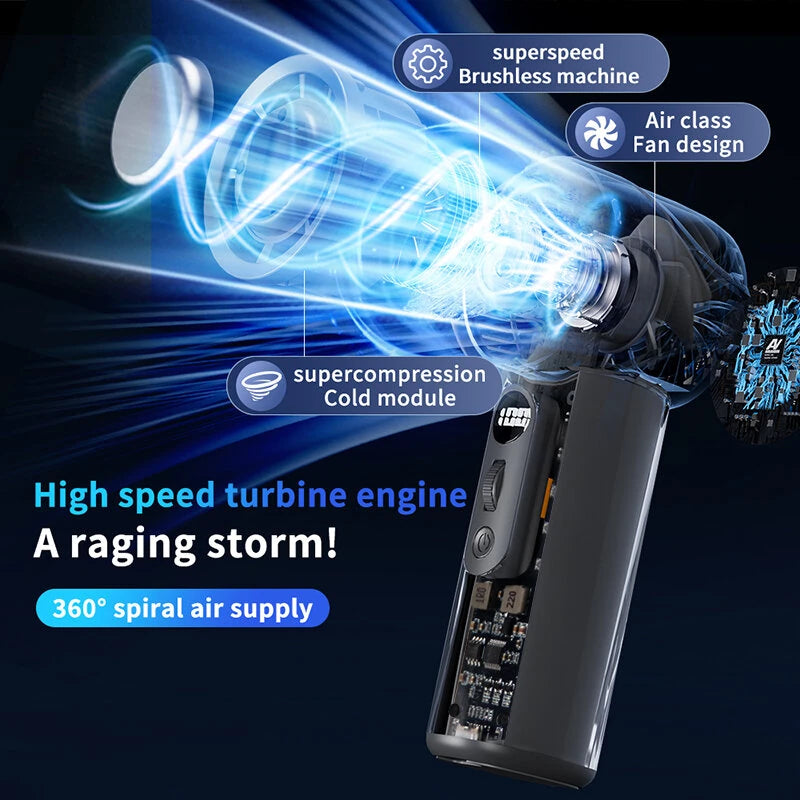 Handheld 100 Stepless Speed Fan Portable USB Rechargeable Desk Fan 3000mAh Battery Turbo Engine Ice Porcelain Cooling