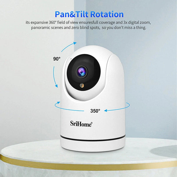 Srihome SH042 1080P Smart Mini WiFi IP Camera 2MP PTZ Color Night Vision Human Detection Two-way Audio Baby Monitor Auto Tracking Home Security CCTV Camera