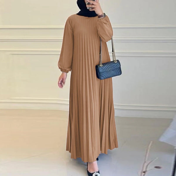 ZANZEA Fashion Women Ethnic Dress Elegant Lantern Sleeve Maxi Dresses Plain A-Line Sundress