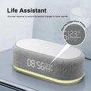4-In-1 Desktop Clock USB Wireless Charging Night Light Thermometer Alarm Clock Wireless Charger Pad Stand Alarm Bedroom Lamp Night Light Desk Clock Temperature Thermometer Fast Charging Dock Station