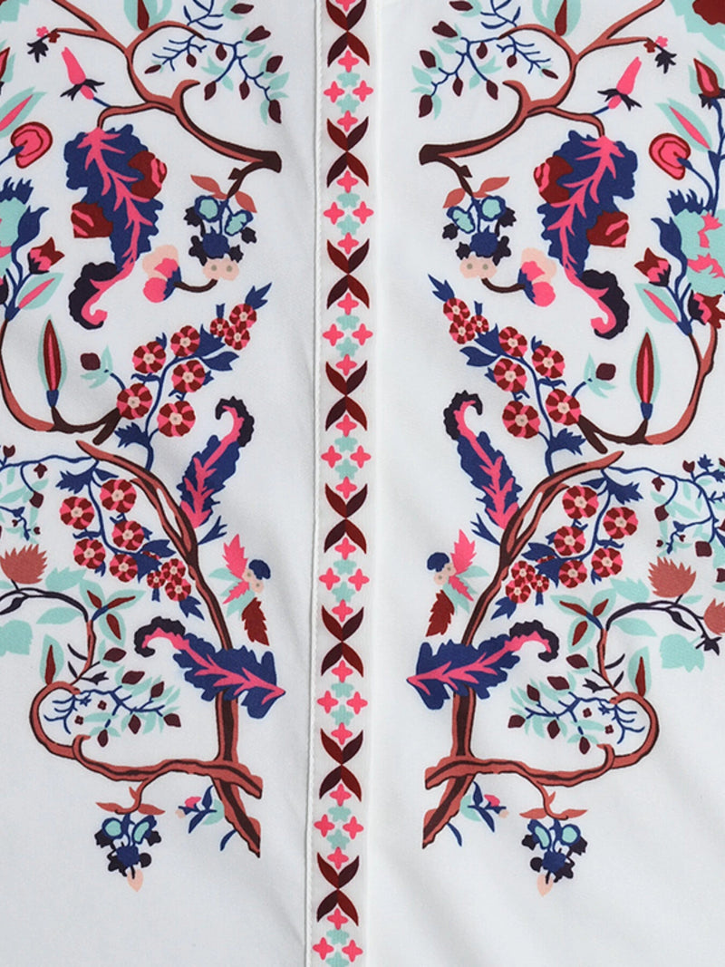 ZANZEA Plus Size Women Blouse Ethnic Style Print Round Neck Long Sleeve Bohemia Button Shirt For Women