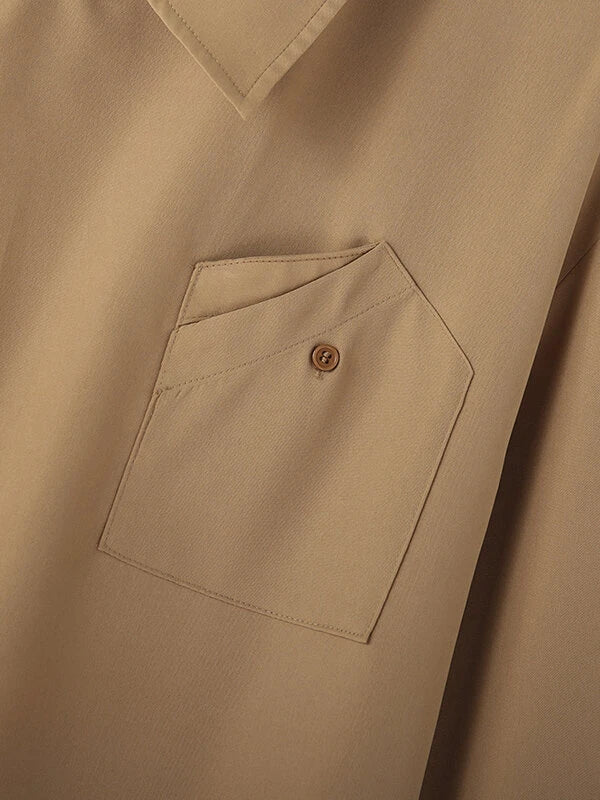 INCERUN Men Shirts Fashion Solid Color Lapel Shirt Top Daily Long Sleeve Shirt Mens Clothing with Pocket Casual Men's Suits