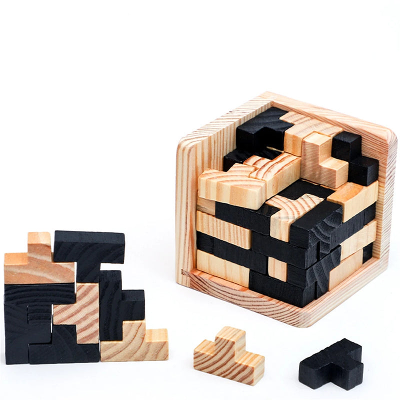 Wooden Cube Puzzle Letter 54T/54L Luban Locking Creative Educational Toy Brain IQ Mind Early Learning Game Gift Children