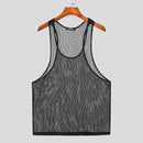 INCERUN Men Tank Tops Mesh Transparent O-neck Sleeveless Vests Streetwear Summer Breathable Fashion Men Clothing S-5XL