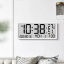 Large LCD Digital Wall Clock Temperature Humidity Display Alarm Clock Hanging/Desktop Digital Clock Plugged in Electronic Desktop Clock for Home and Offices