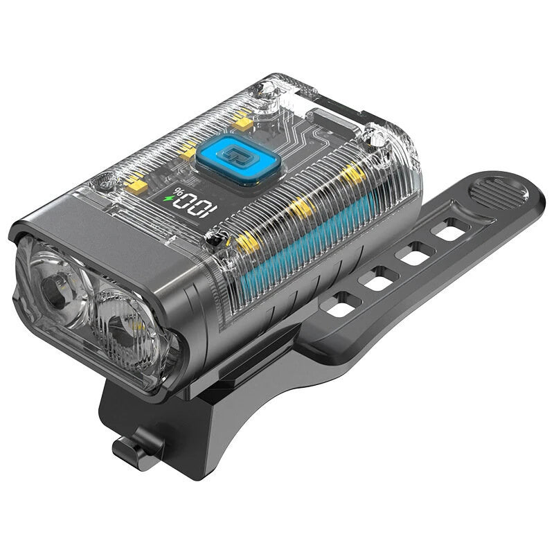 BIKIGHT Bike Headlight 1200mAh Battery Dual Distance Beam Design Waterproof 4 Light Modes Type-C Fast Charge Power Display Bicycle Front Light Flashlight for Cycling