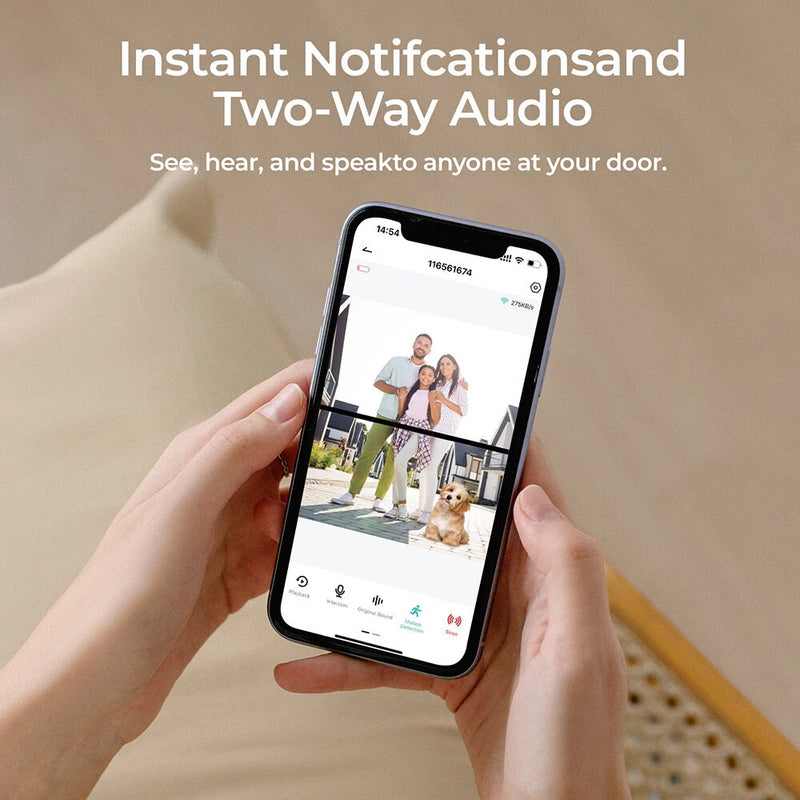 MR12 4MP WiFi Battery Video Doorbell Dual Camera 5200mAh Rechargeable Battery PIR Motion Detection Two-Way Audio Night Vision IP65 Weatherproof