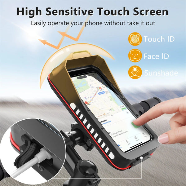 XANES Bicycle Mobile Phone Holder for 4.7-7.0 inches Universal Waterproof Shock Absorber Multi-Functional Storage Bag Handlebar Stand for Outdoor MTB Motorcycle Navigation Riding