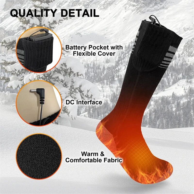 TENGOO 1 Pair Unisex Heated Socks With USB Thermal Insulated Socks Winter Electric Heating Socks Outdoor Spots Heated Boot Camping Skiing Socks
