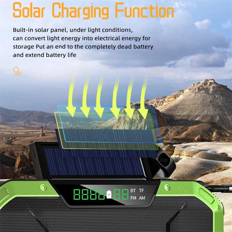 Portable Multifunctional Emergency Solar Hand Crank Radio 5000mAh Power Bank Cranker AM, FM, Compass, LED Flash Light Camping Radio Survival Kit Radio