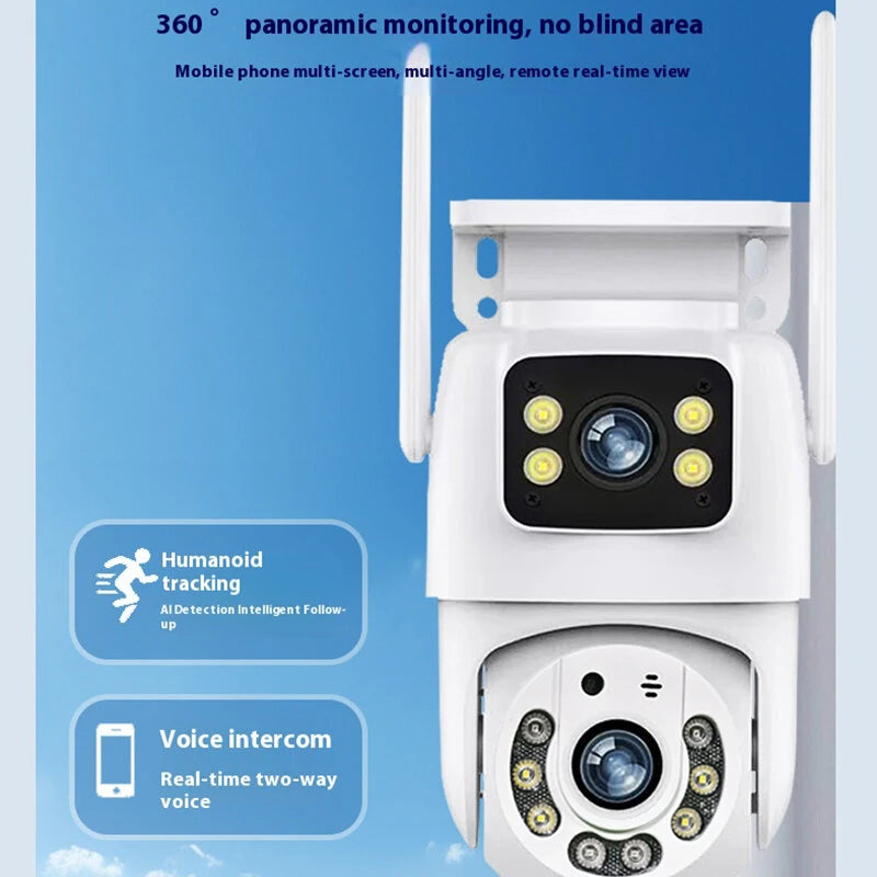 Y21 2MP+2MP Wireless Dual Lens Security Camera 360 Panoramic AI Tracking Color Night Vision Two-Way Audio Waterproof Motion Detection Real-Time Alerts Outdoor Surveillance Cameras