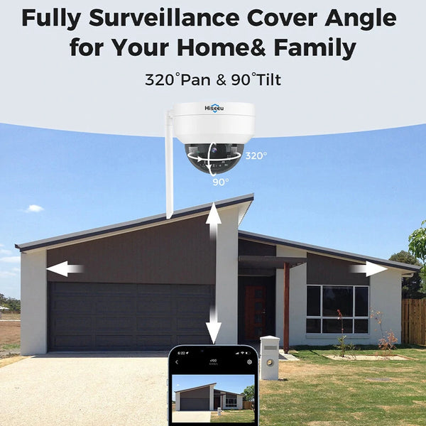 Hiseeu WHC905 5MP PTZ Wireless Security Outdoor Camera Explosion-Proof Cameras Auto Tracking Motion Detection WiFi Camera Works with Alexa Wireless Camera System