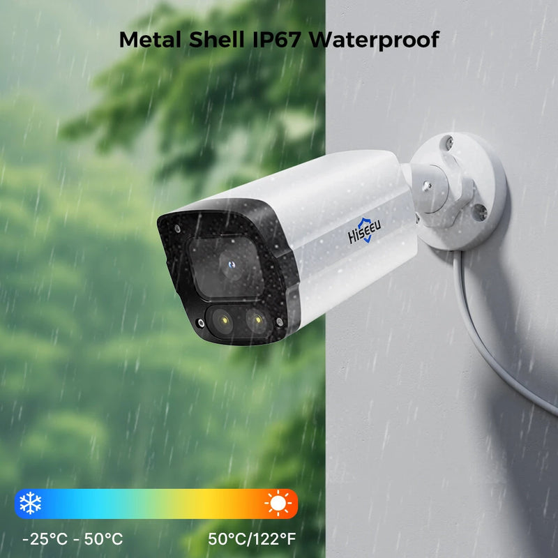 Hiseeu 8MP/12MP PoE IP Camera Human Detect Night Vision Two-way Audio Support ONVIF 2.0 IP67 Waterproof Outdoors Security CCTV Cameras