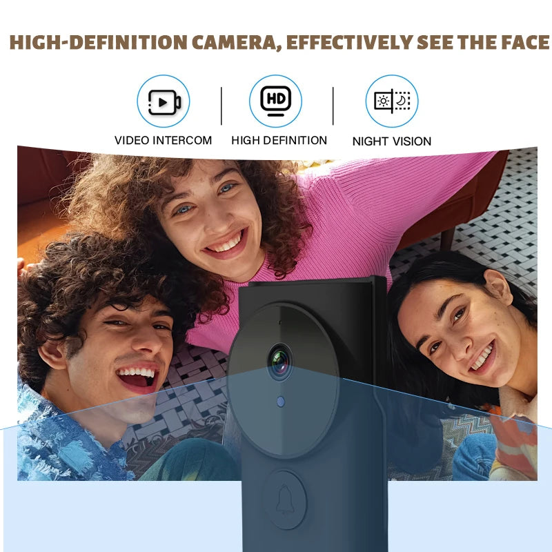 Y9-KP1 Wireless Visual Doorbell Low Power Smart Video Doorbell Two-Way Audio with HD Camera Night Vision Battery Powered No WiFi Required