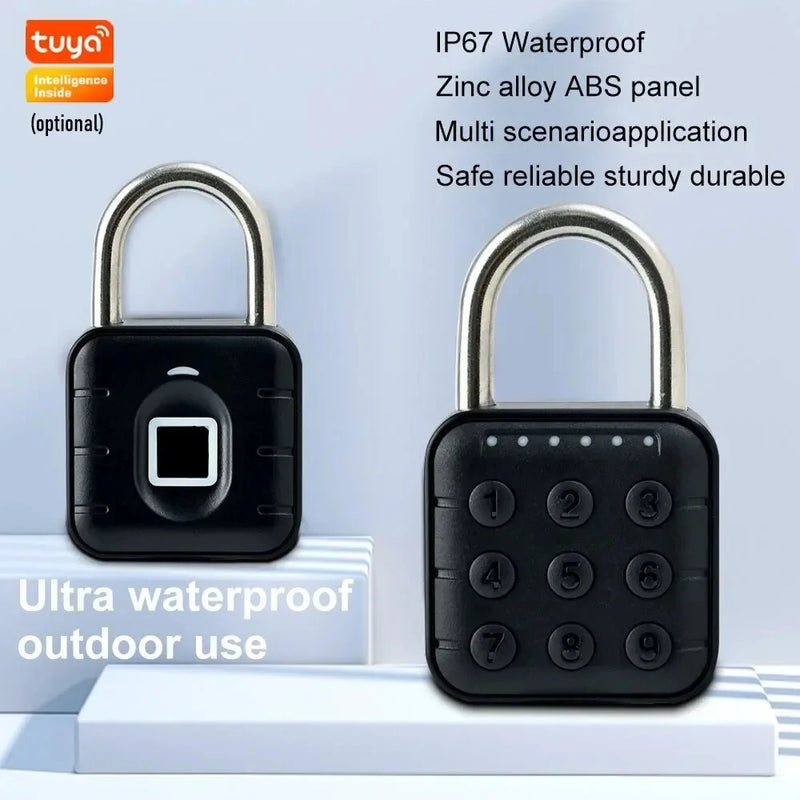 Tuya Smart Fingerprint Door Lock Button Cabinet Lock Gym Wardrobe Door Password Padlock Electronic Door Lock IP67 Waterproof for Warehouse Dormitory Doors