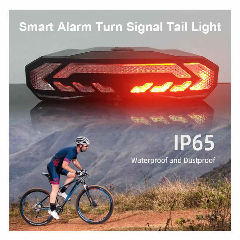 BIKIGHT Smart Brake Sensing Bike Taillight 1500mAh Battery Adjustable Parameters Alarm Rear Light 6 Light Modes USB-C Rechargeable IP65 Waterproof Bicycle Rear Light with 110dB Horn Wireless Remote