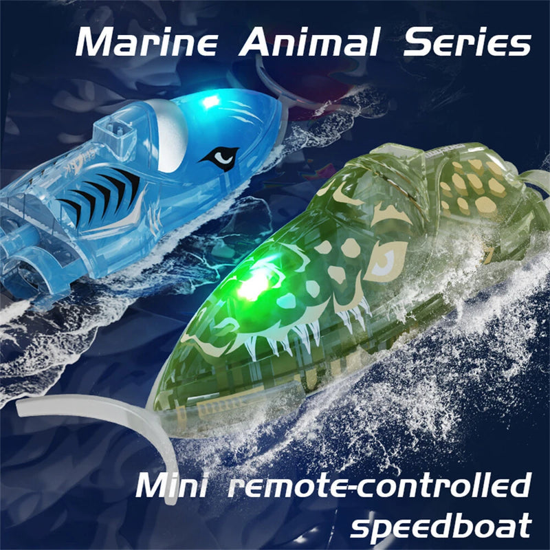 JJRC S21 RTR 2.4G Mini RC Boat Stunt Roll Marine Animal Series Speedboat 360 Rotation LED Lights Vehicles Models Waterproof Toys
