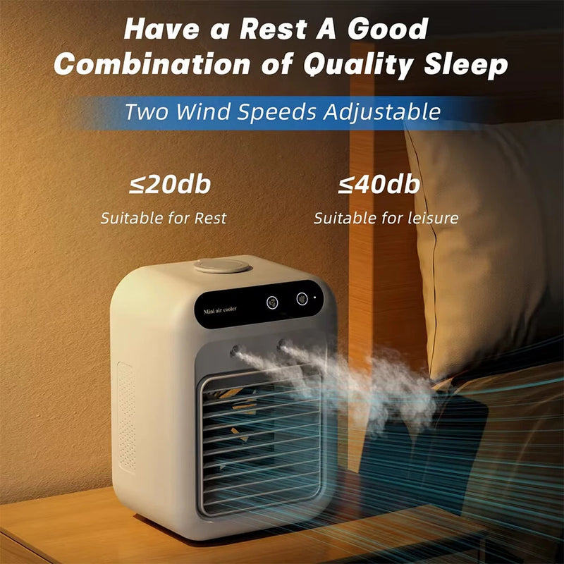 Speed Adustable Air Conditioner Cooling Fan 500ml Tank Personal Air Conditioning Air Cooler Mini Rechargeable Fan for Camping Office