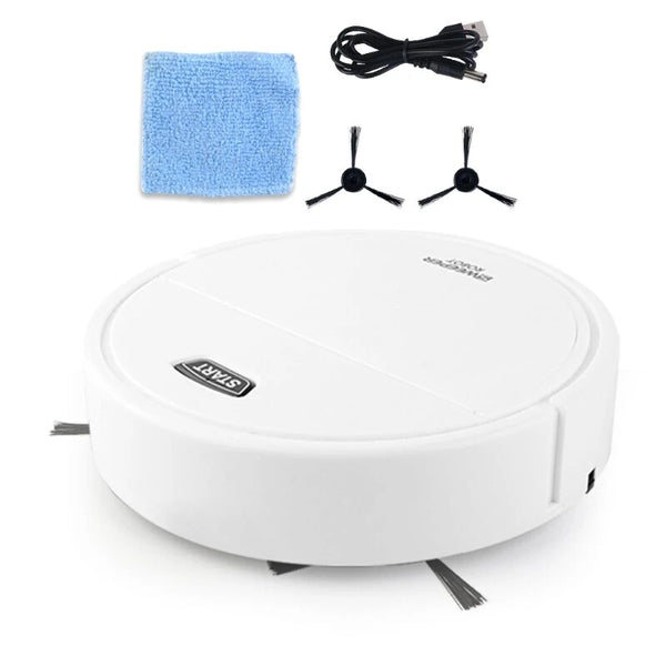 3-in-1 Sweeping Vacuum Mopping Rechargeable Smart Cleaning Robot 1200Pa Power Suction Large Capacity Dust Collection Box for Various Floors Black/White