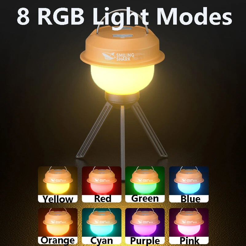 Smiling Shark Camping Light, Super Bright Rechargeable Tent Light Tripod Avainable Portable Multifunctional Lanterns LED Outdoor Emergency Lights