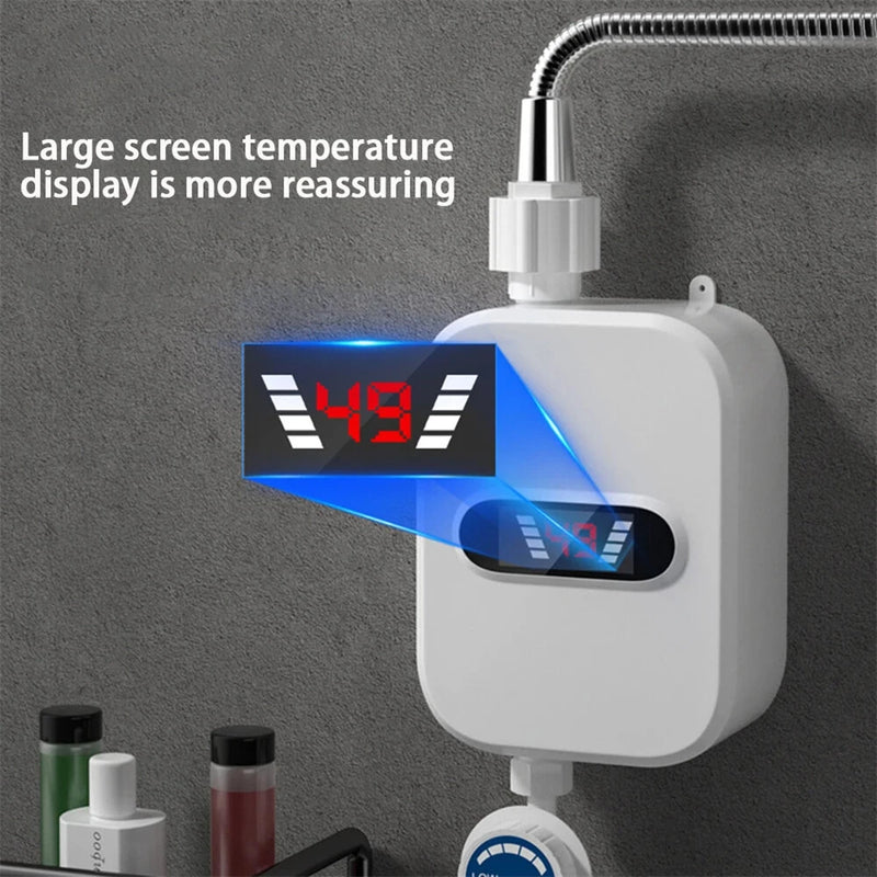 Tevorex 3000W/3500W Portable Mini Water Heater 110V/220V Instant Electric Heater IPX4 Waterproof Adjustable Temperature for Shower EU/UK/US Plug