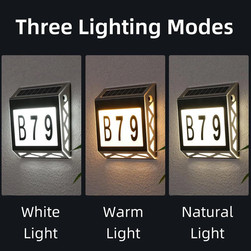 Solar Light Door Number Light Outdoor Digital Light Waterproof LED Indicator Light Home Entrance Courtyard Wall Light