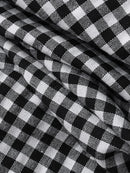 Women Casual Plaid Half Button Front Long Sleeve Maxi Dresses