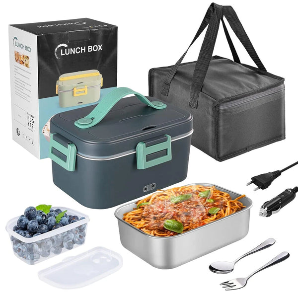 12V 24V 220V 1.8L Car Home Dual-use Insulated Heating Lunch Box Household Car Electric Lunch Box 304 Stainless Steel Food Heating Lunch Box Food Heating Insulation Container Set