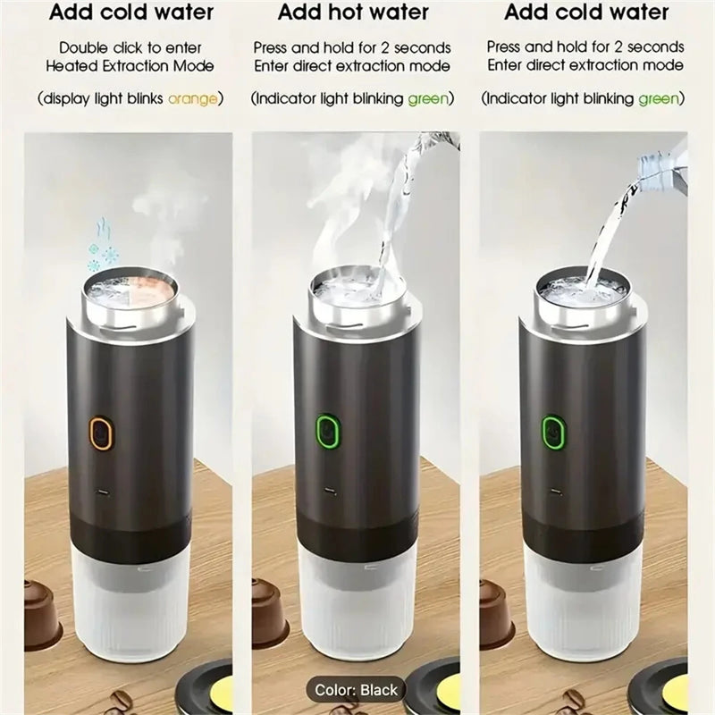 IPRee Portable Wireless Electric Espresso Coffee Machine For Travel Car Home Camping Coffee Maker 3-in-1 Capsule Powder Coffee Maker