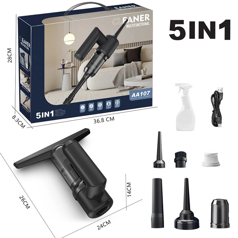 5-IN-1 Window Cleaner Glass Scraper Wiper Strip Wireless Portable Handheld Powder Vacuum Cleaner Household Electric Scraper Glass Mirror Automatic Cleaning Suction Scraping