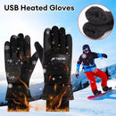 TENGOO USB Heated Gloves for Men Cycling Gloves Winter Waterproof Cold Padded Thickened Touch Screen Gloves Charging Heating Warm Gloves Outdoor Camping Skiing Motorcycle Gloves