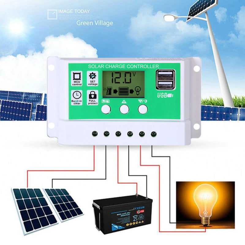 300W Power Inverter DC 12V to AC 220V Modified Sine Wave Inverter with 25W Solar Panel and 50A Solar Charge Controller for Mobiles Phones Computers Laptop LCD Dual Digital Intelligent Display Screens Inverter