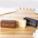 LED Electronic Wooden Alarm Clock Time Temperature Display USB + Battery Dual Power Supply Digital Alarm Clock LED Alarm Clock with Temperature Desk Clocks for Office Bedside Clock