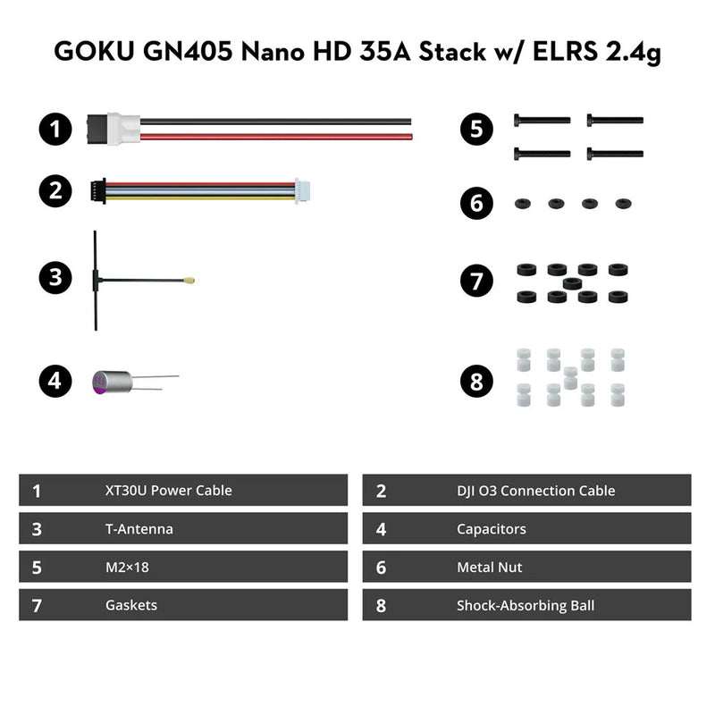 16mm*16mm Flywoo GOKU Quad GN405 Nano HD V3 F4 Flight Controller with TXCO ELRS 2.4g RX & 35A 2-4S ESC Stack for Quadcopter FPV Racing Drone