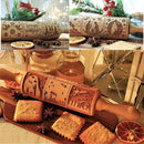 Wooden Embossed Rolling Pin Nativity Pattern Xmas Christmas Wooden Engraved Embossing Rolling Pin with 9 Different Scene for Baking Embossed Cookies