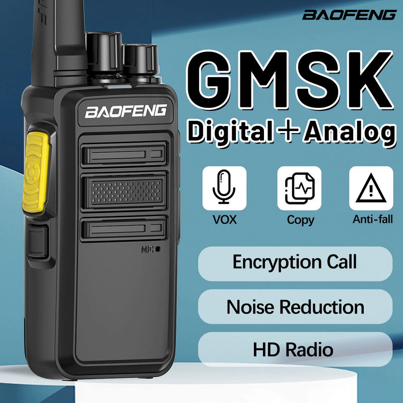 2pcs Baofeng BF-V12D GMSK Digital Analog Walkie Talkie 1-10KM Long Range 16CH Encrypted Call Noise Reduction HD Type-C Charging 1500mAh Battery Two-way Radio